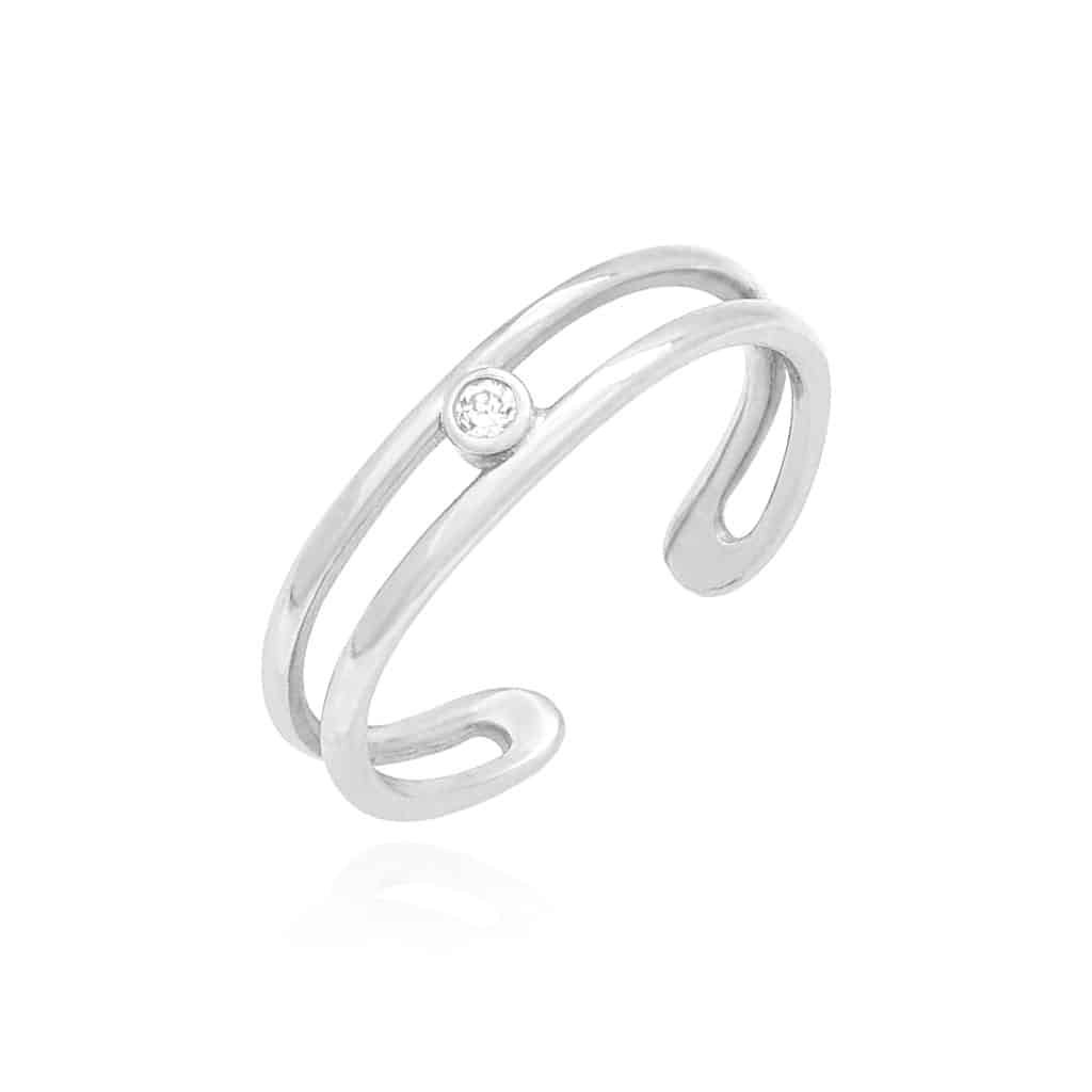 0.05CTW CZ 14k Gold Yellow White Bezel Fancy Toe Ring