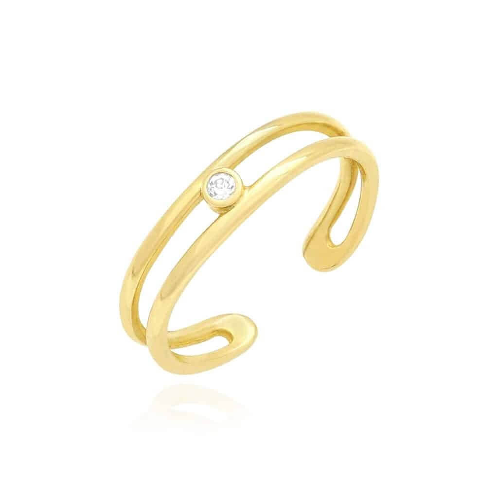 0.05CTW CZ 14K Yellow Gold White Bezel Fancy Toe Ring