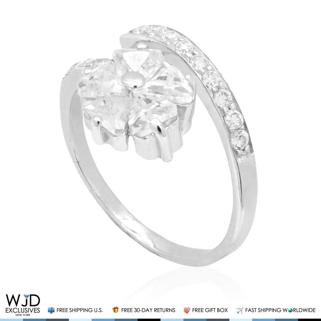 14k Gold Yellow & White CZ Fancy Flower Midi Knuckle Ring 1.20Ct