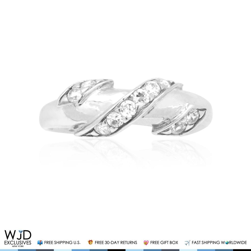 14k Gold Yellow White Bezel 0.25Ct CZ Twist Fancy Toe Ring