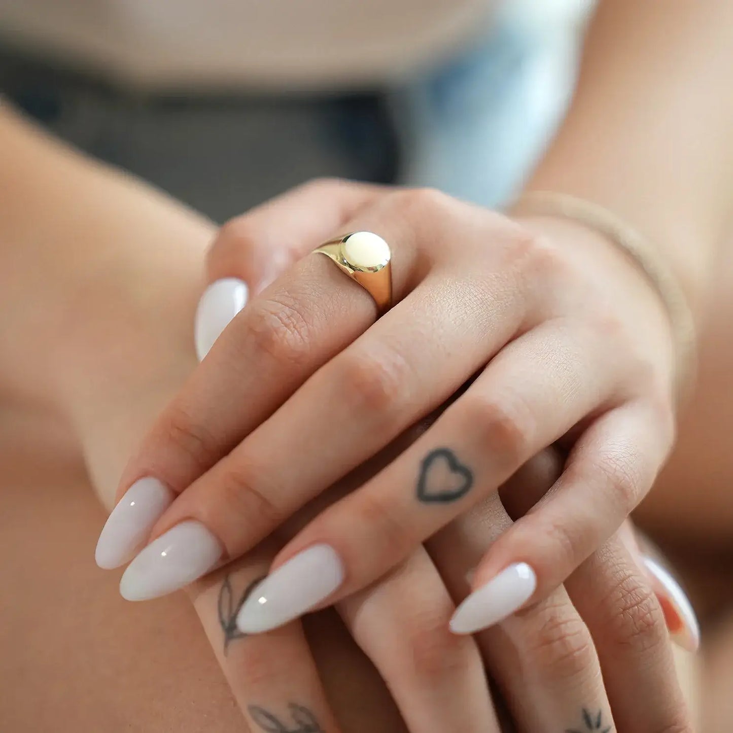 Engravable 14K Gold Personalized Oval Satin Signet Ring