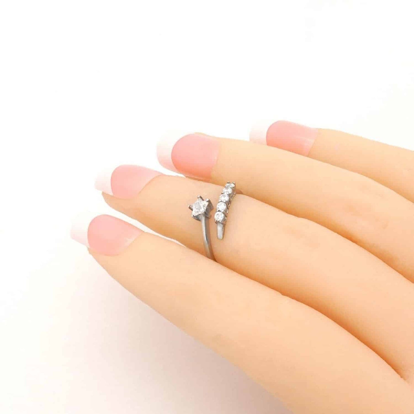 14k Gold Yellow White Midi Knuckle Simulated White Diamond Star Ring 0.50Ct