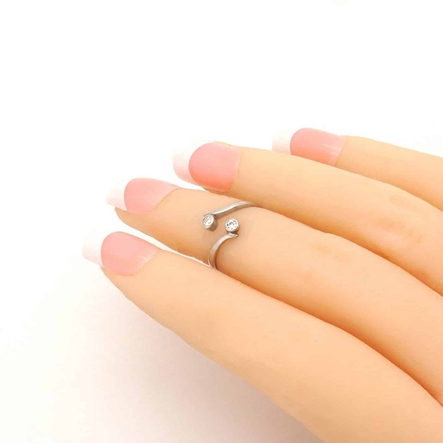 14K Gold Yellow White Midi Knuckle Bezel Set Simulated White Diamond Ring 0.14Ct