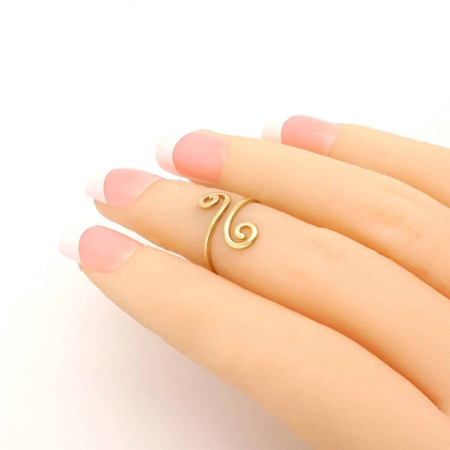 14K Gold Yellow White Fancy Swirl Midi Knuckle Ring