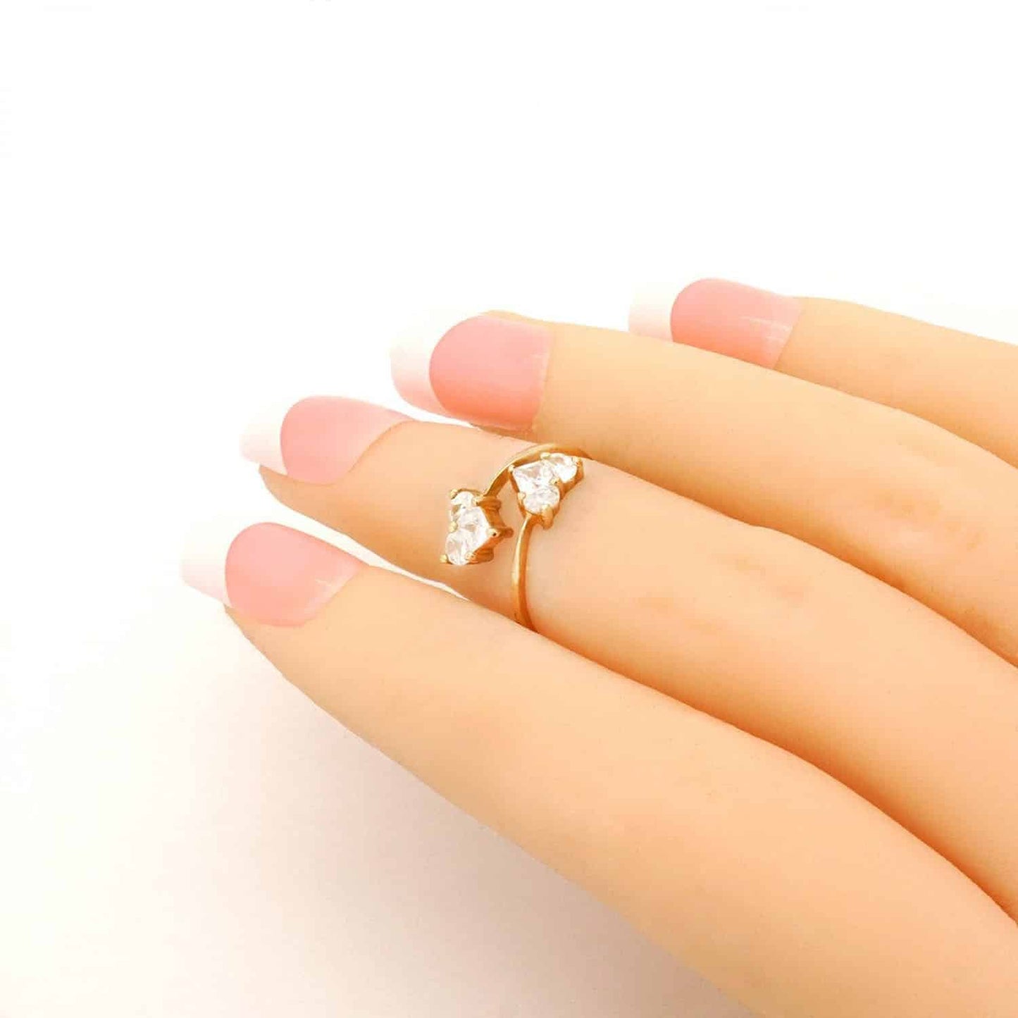 14k Yellow & White Gold CZ Heart Shaped Midi Knuckle Ring 0.50Ct