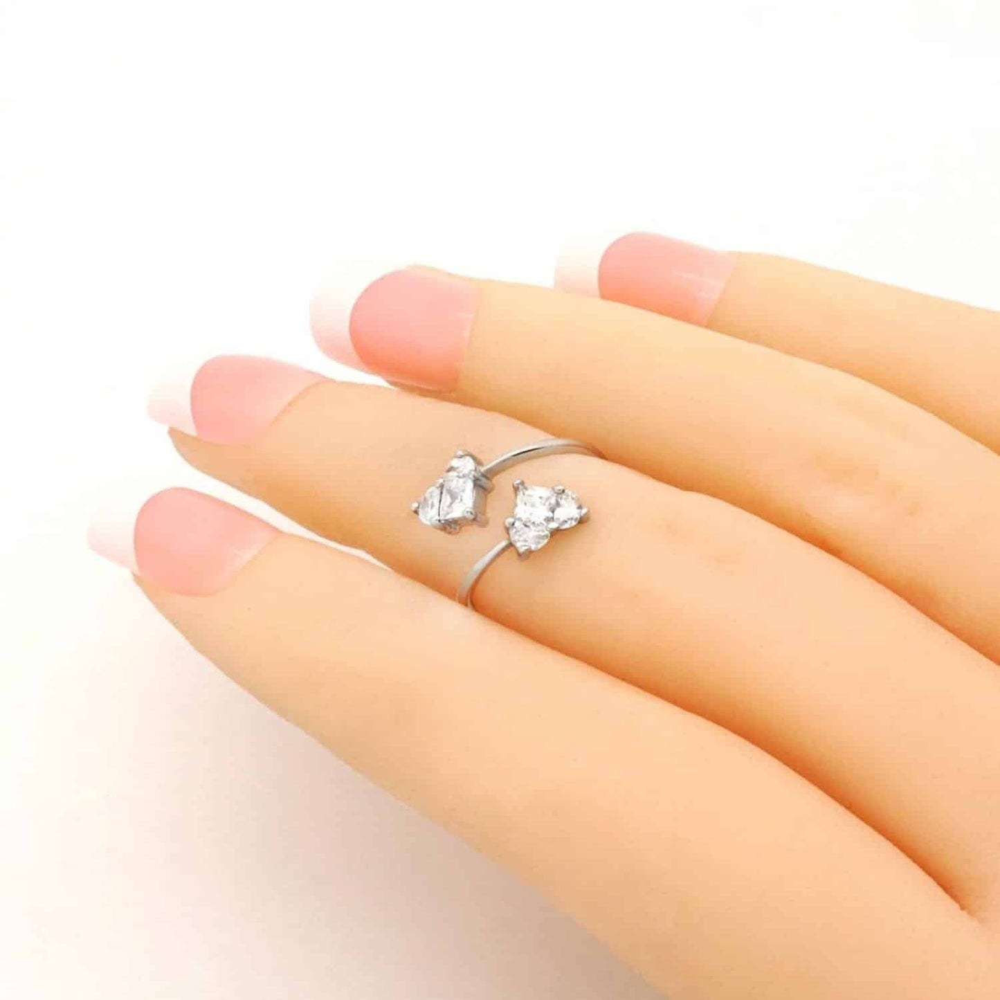 14k Yellow & White Gold CZ Heart Shaped Midi Knuckle Ring 0.50Ct