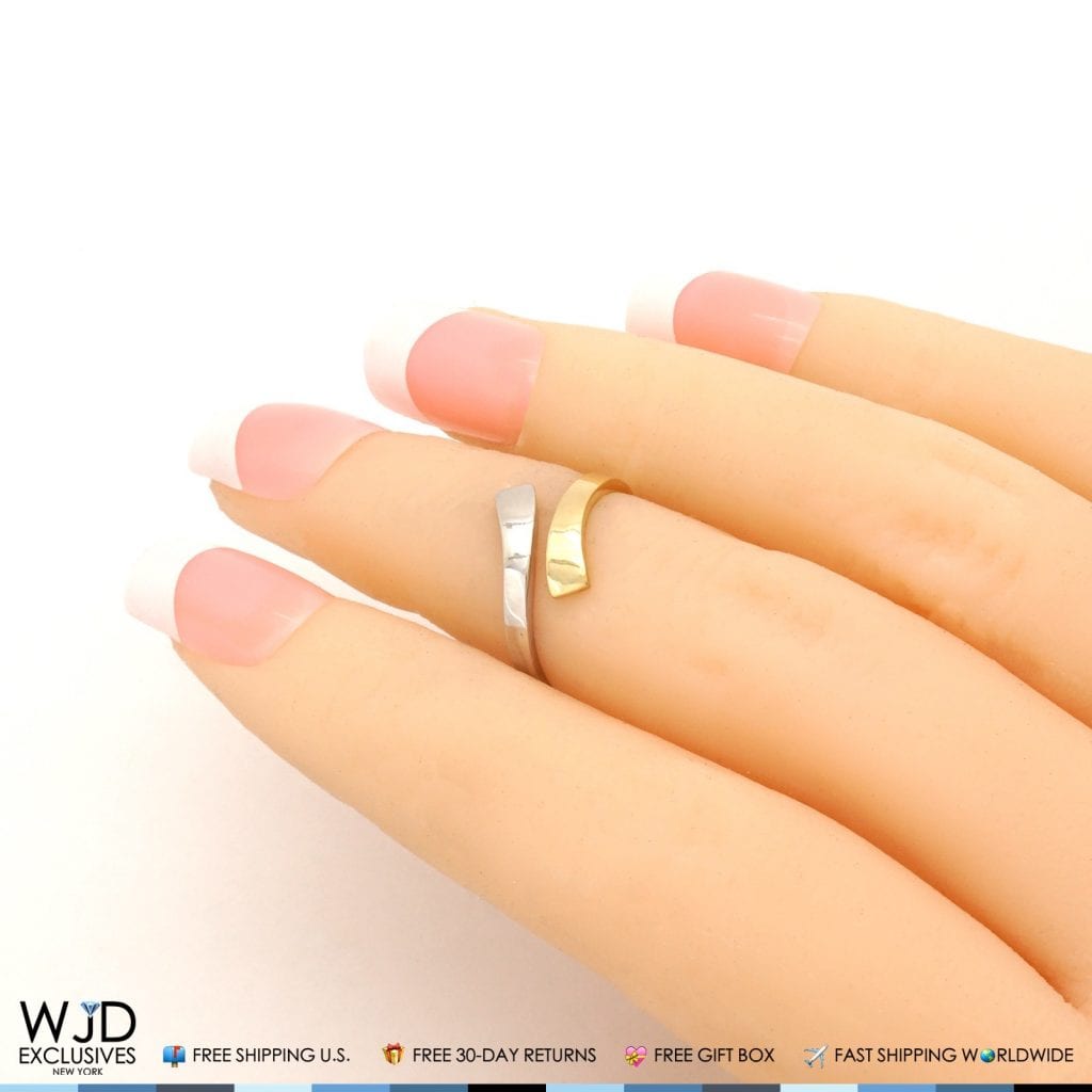 Solid 14k Gold Yellow And White Two Tone Fancy Midi Knuckle Ring
