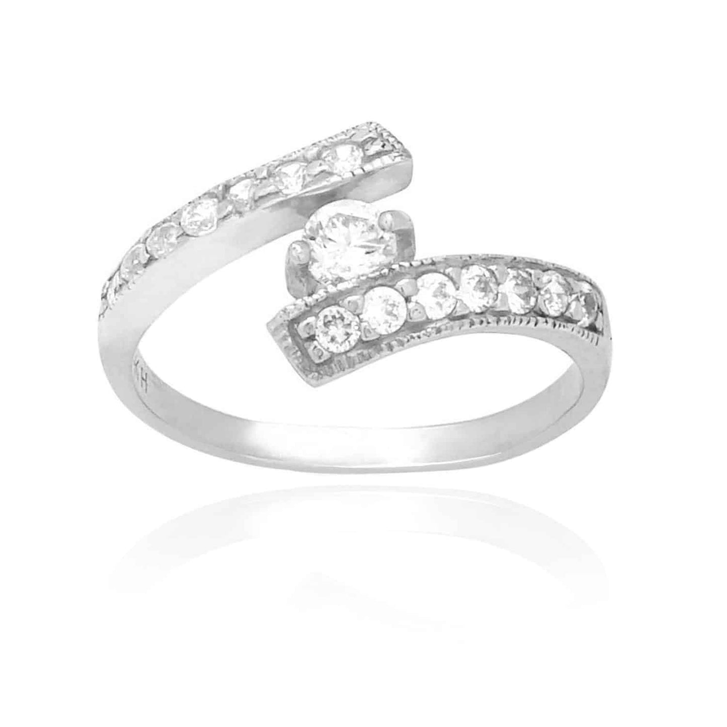 14K Yellow Gold White CZ Fancy Midi Knuckle Ring 0.60Ct