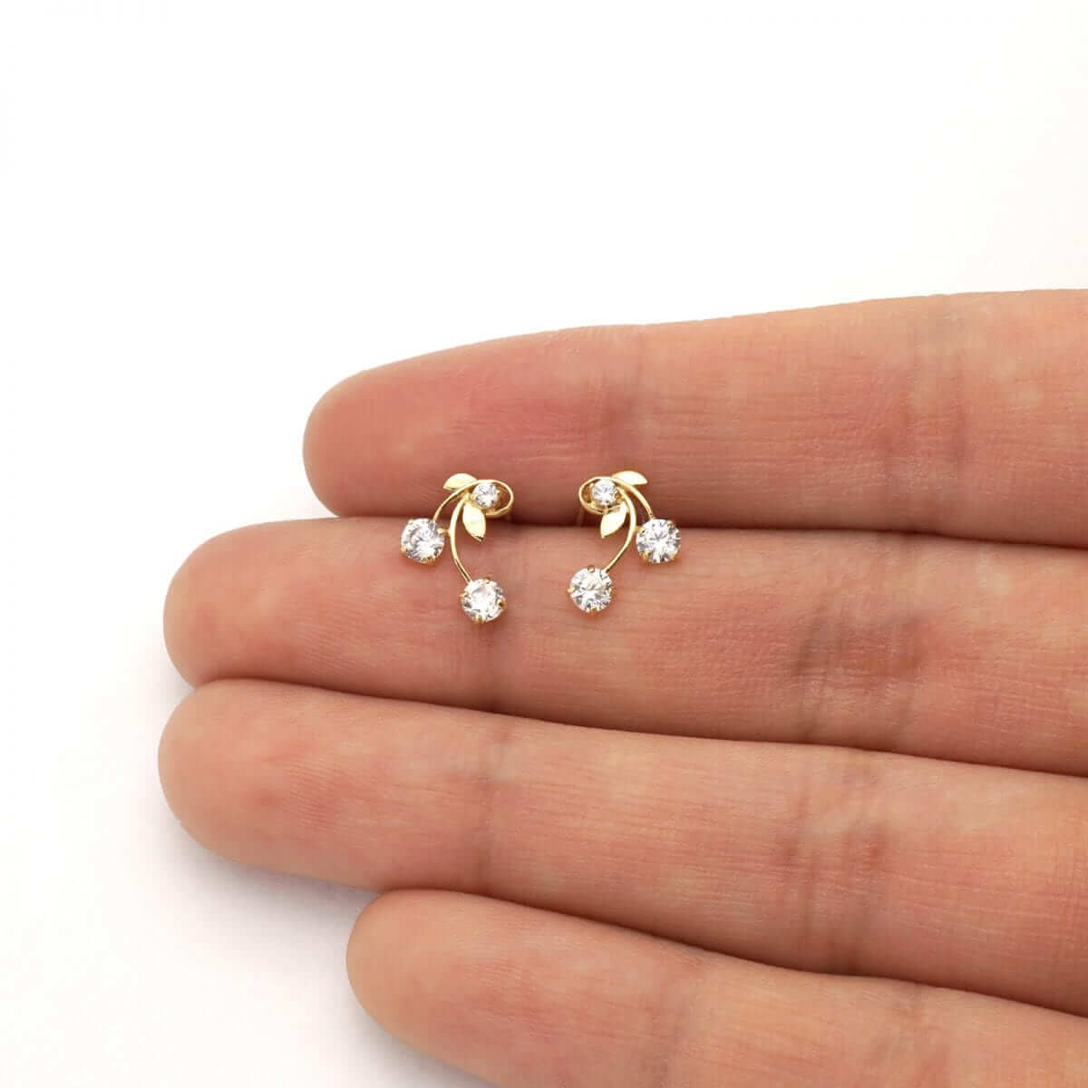 0.60Ct CZ Cherry Screwback Stud Earrings 14k Yellow Gold