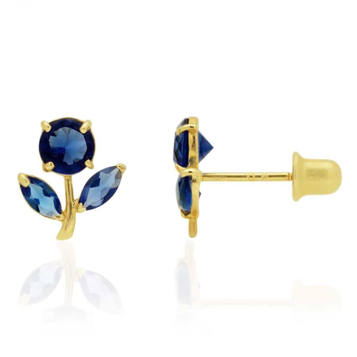 Birthstone Dandelion Flower Stud Kid Earrings 14k Yellow Gold More Variations