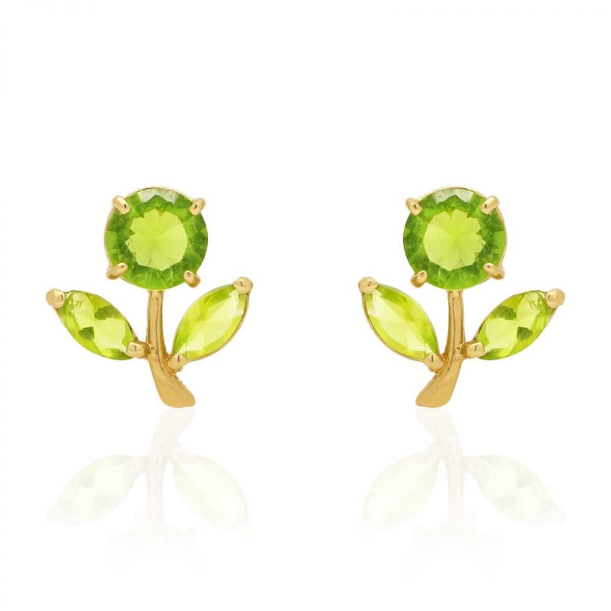 Birthstone Dandelion Flower Stud Kid Earrings 14k Yellow Gold More Variations