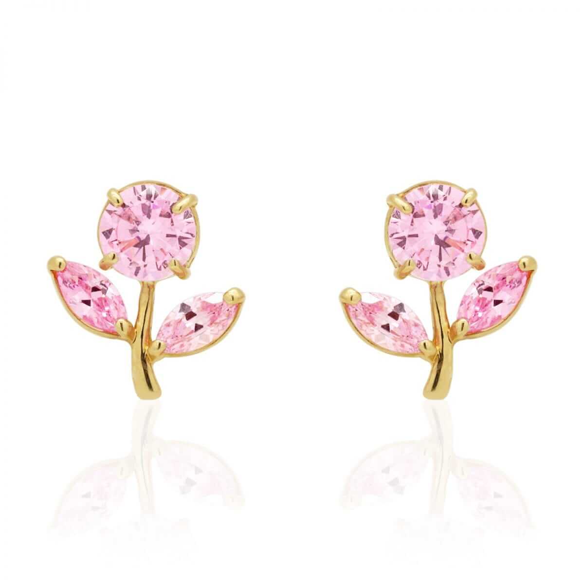 Birthstone Dandelion Flower Stud Kid Earrings 14k Yellow Gold More Variations