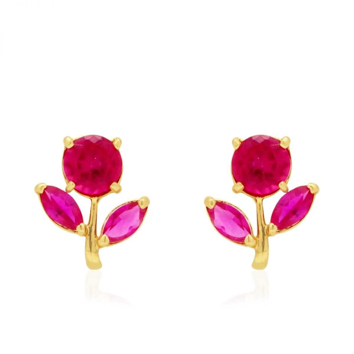Birthstone Dandelion Flower Stud Kid Earrings 14k Yellow Gold More Variations