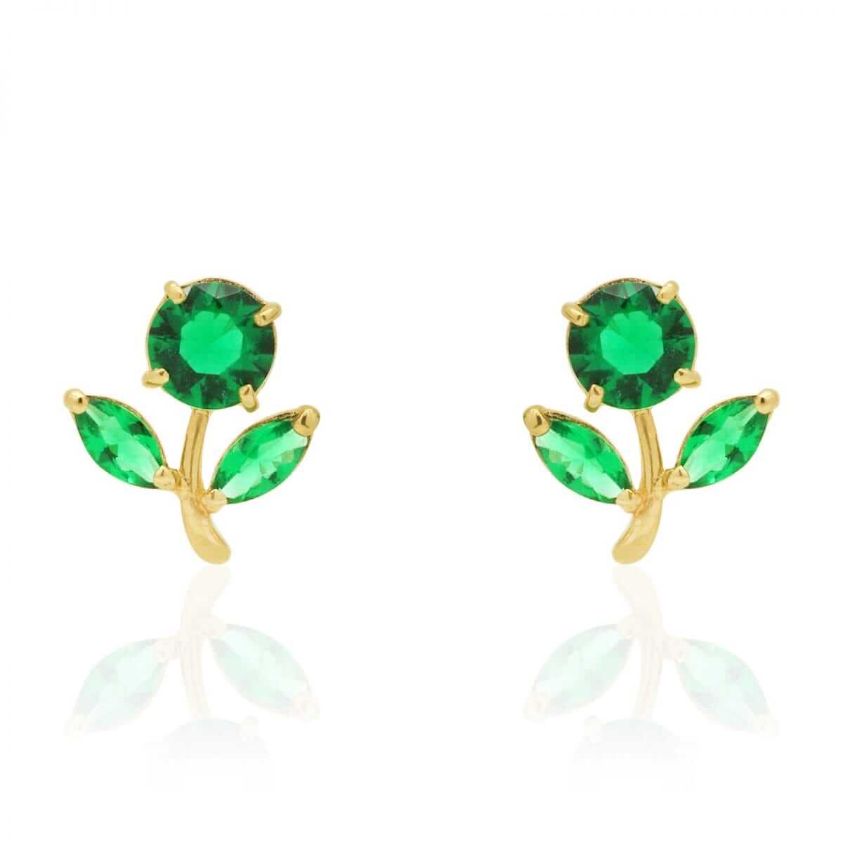 Birthstone Dandelion Flower Stud Kid Earrings 14k Yellow Gold More Variations