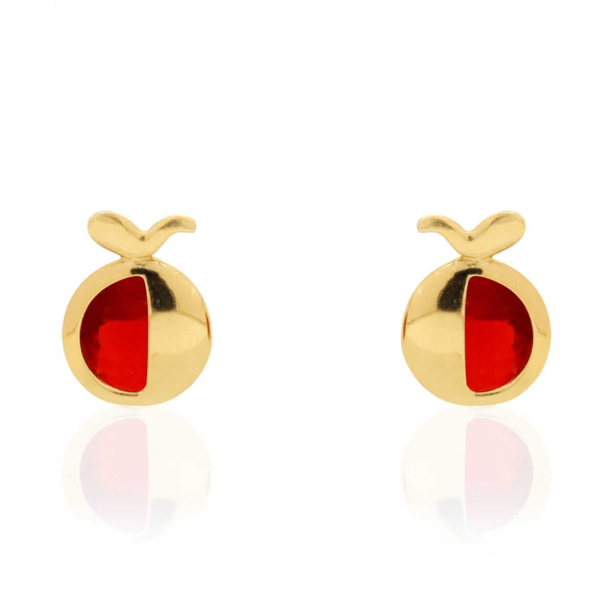 14K Gold Round Gemstone Apple Kid Stud Baby Screwback Earrings