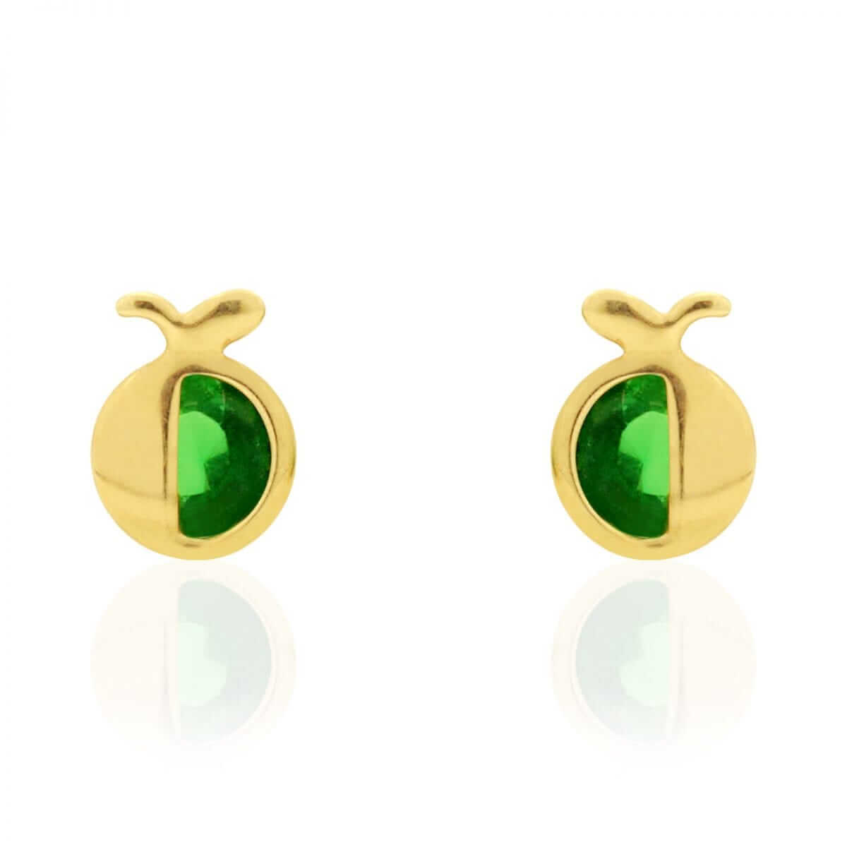 14K Gold Round Gemstone Apple Kid Stud Baby Screwback Earrings