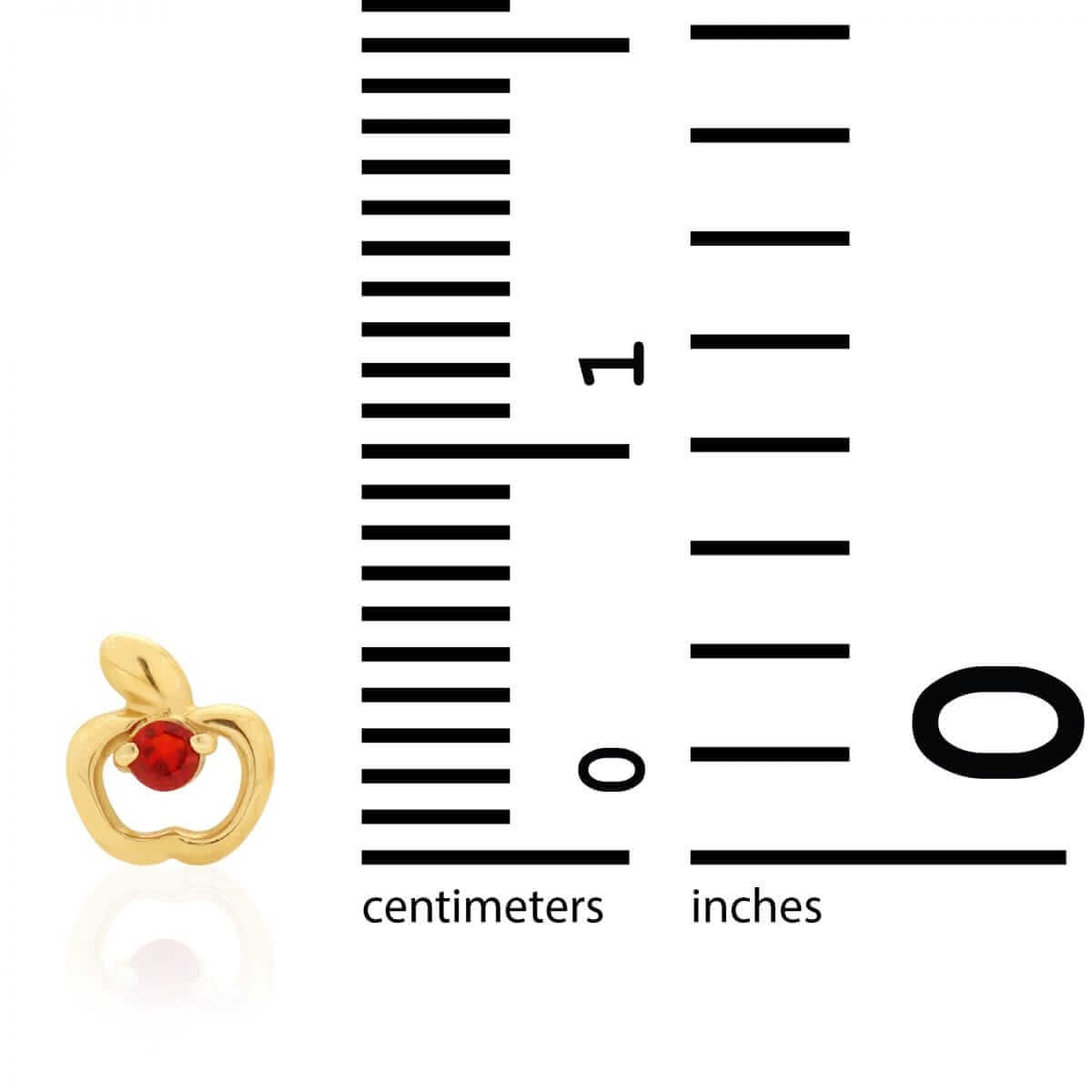 Ruby Gemstone Apple Shaped Stud Baby Screwback Kid Earrings 14k Yellow Gold