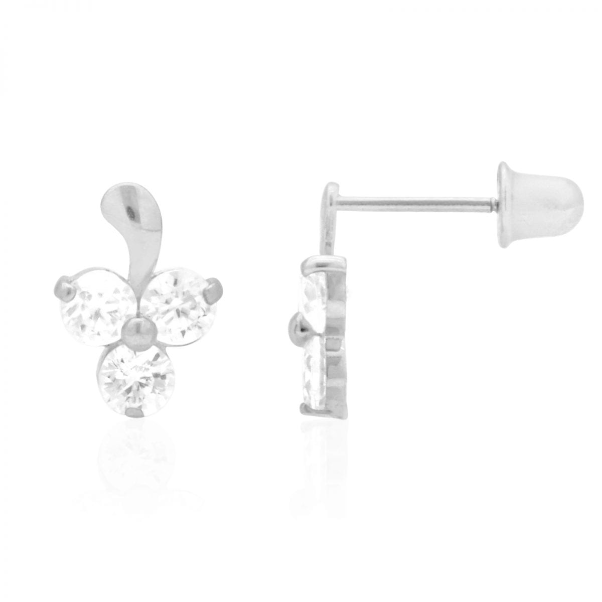 .90Ct CZ 14k Gold White Yellow Flower Stud Screwback Earrings