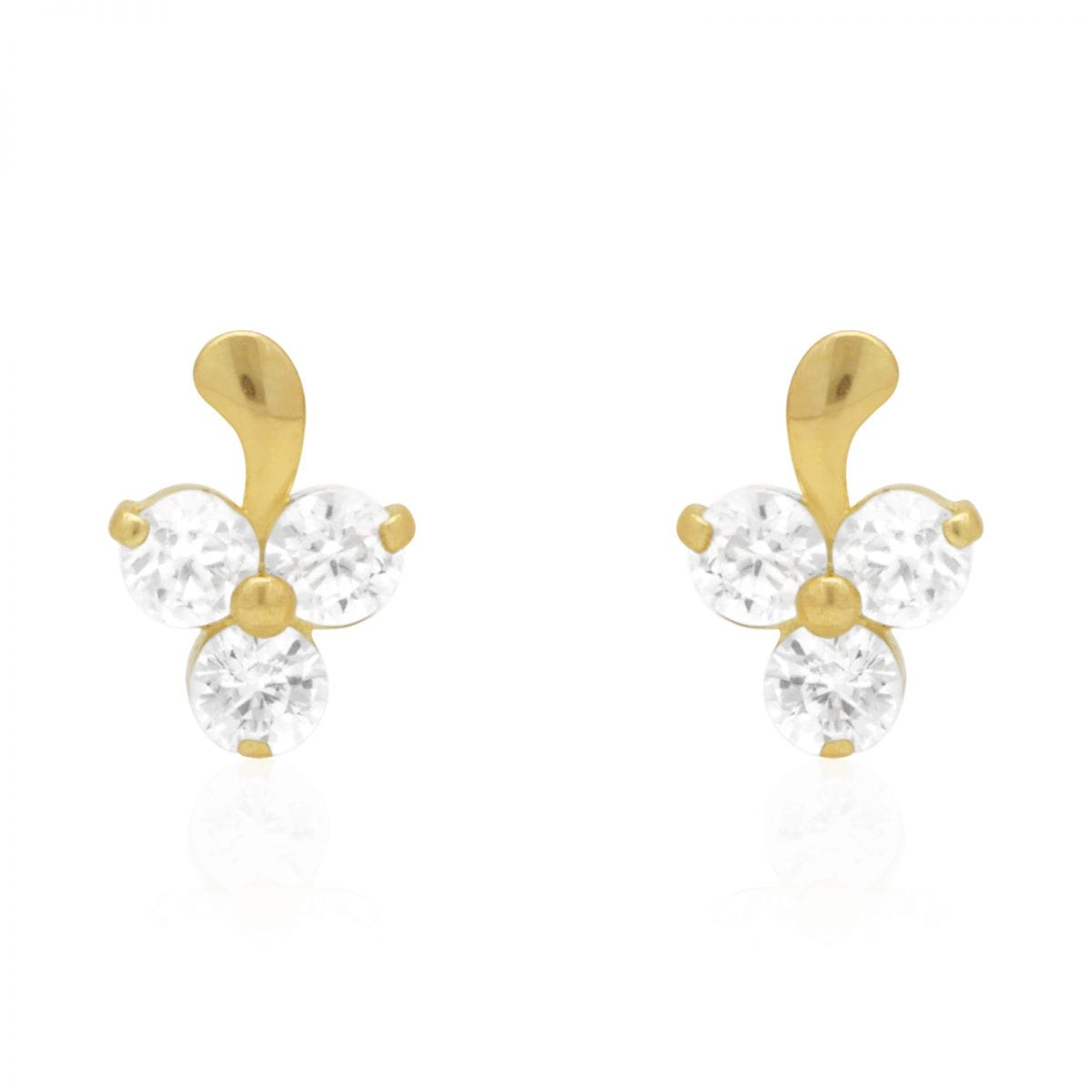 .90Ct CZ 14k Gold White Yellow Flower Stud Screwback Earrings