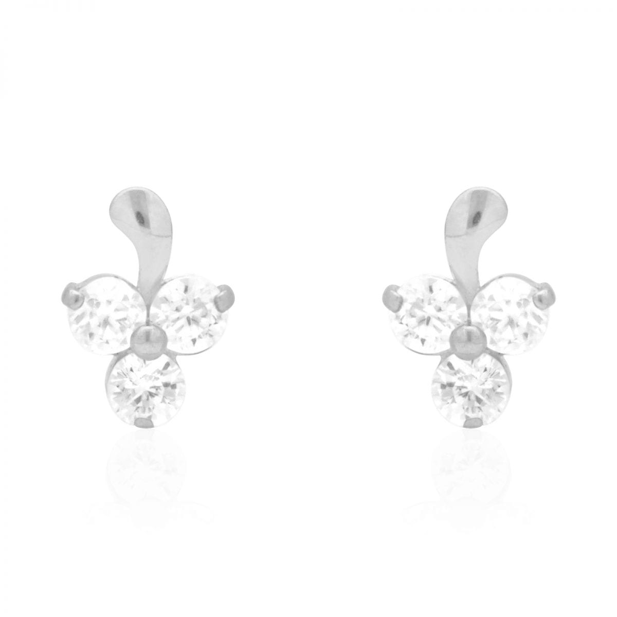 .90Ct CZ 14k Gold White Yellow Flower Stud Screwback Earrings