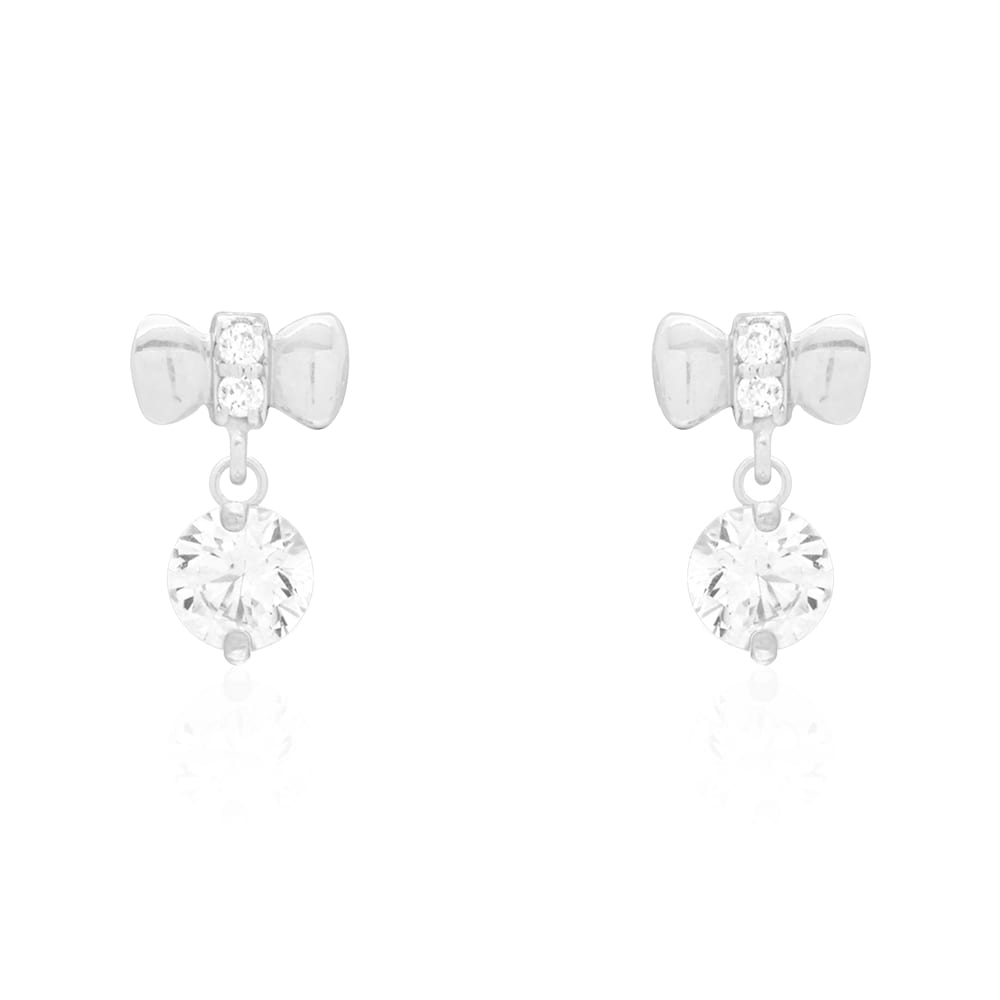 14k Yellow White Gold CZ Bow Tie Stud Screwback Earrings