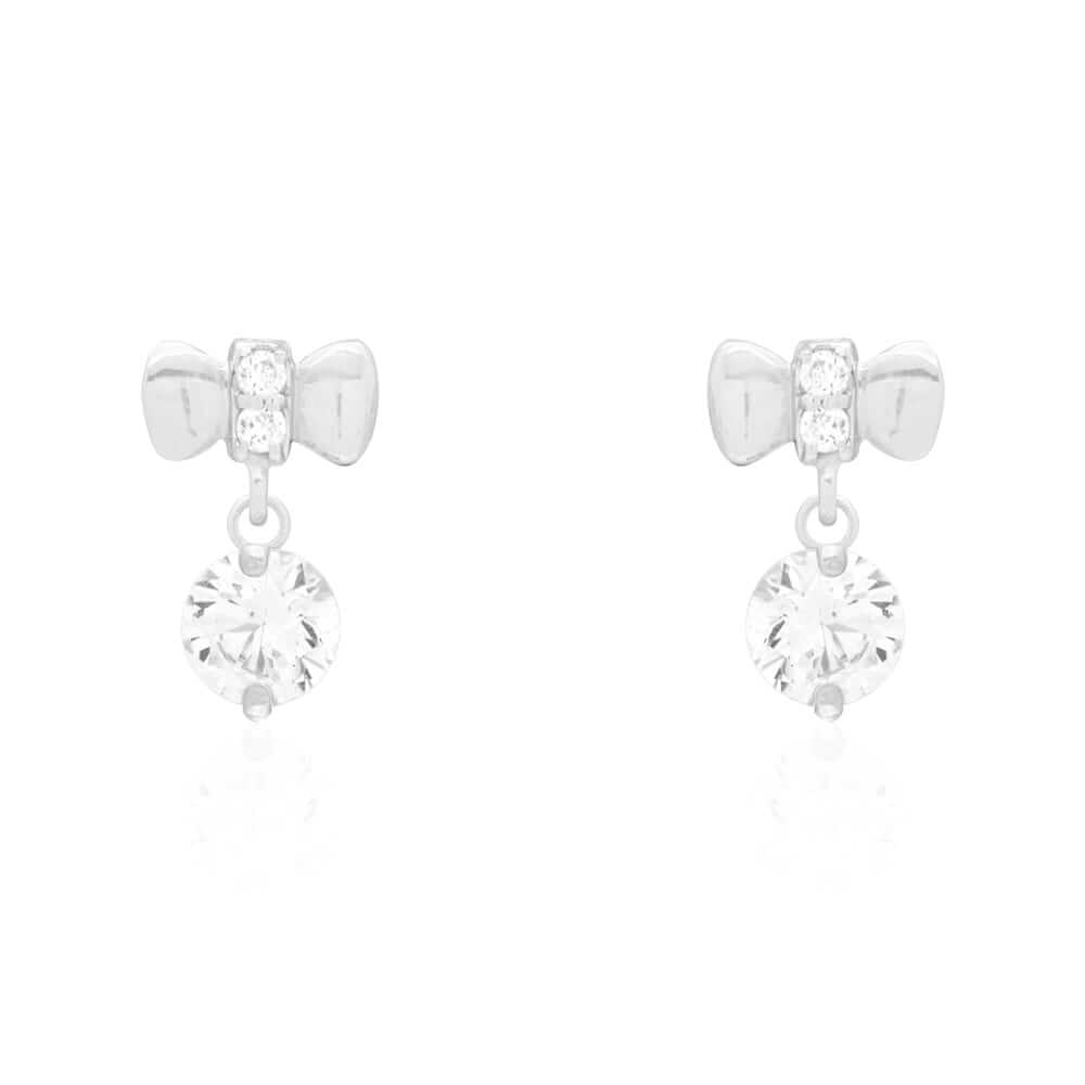 14k Yellow White Gold CZ Bow Tie Stud Screwback Earrings