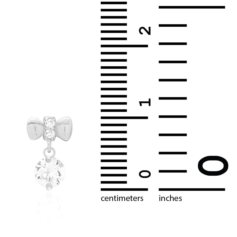 14k Yellow White Gold CZ Bow Tie Stud Screwback Earrings