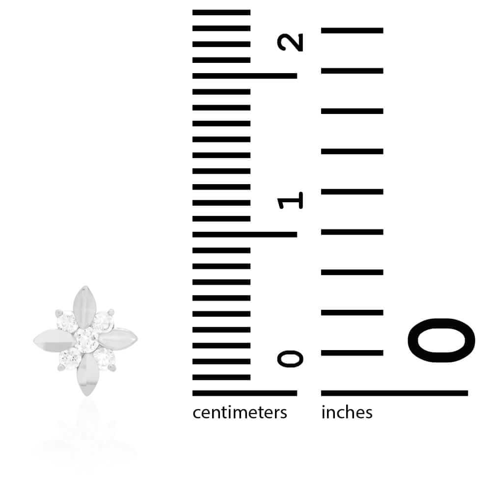 Diamond-Cut Round Zircon Flower Screwback Stud Earrings 14k Yellow & White Gold