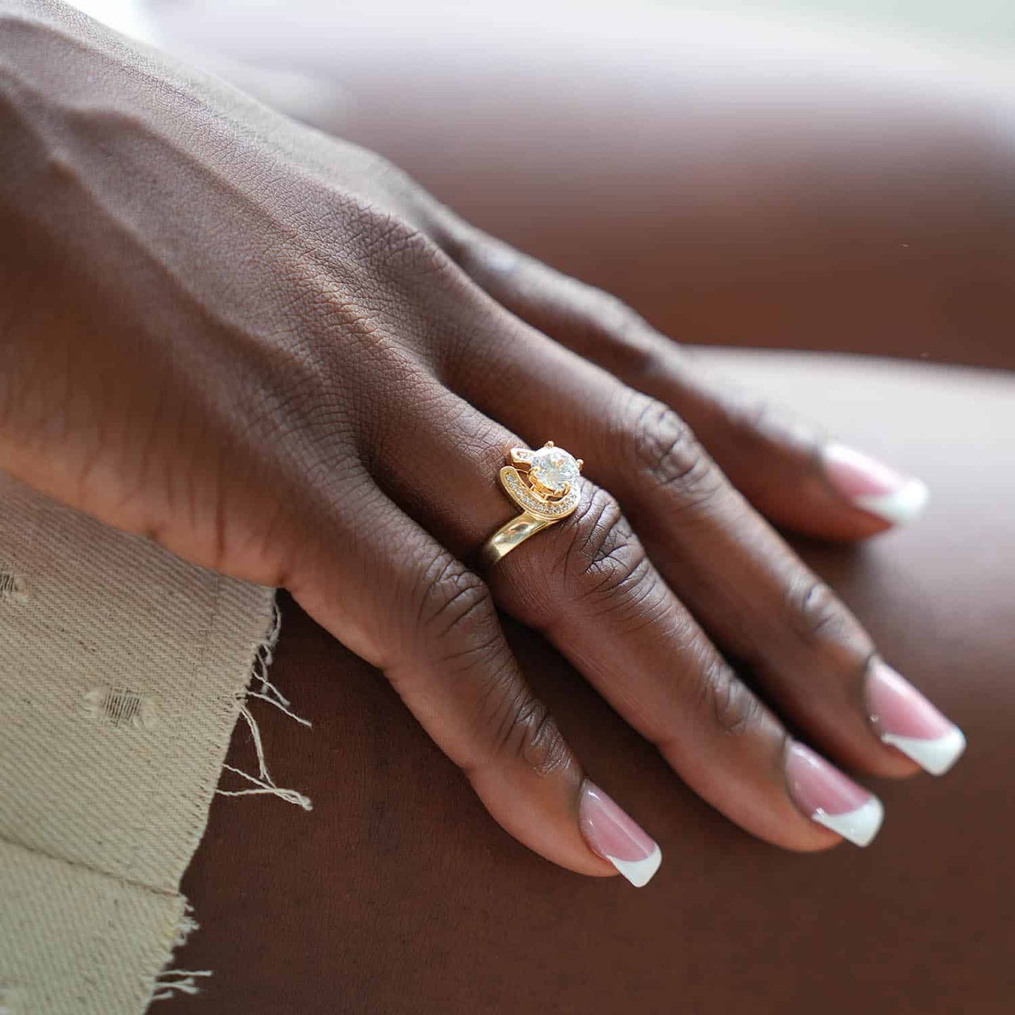 1.70CTW CZ 14K Gold Yellow Horseshoe Engagement Ring