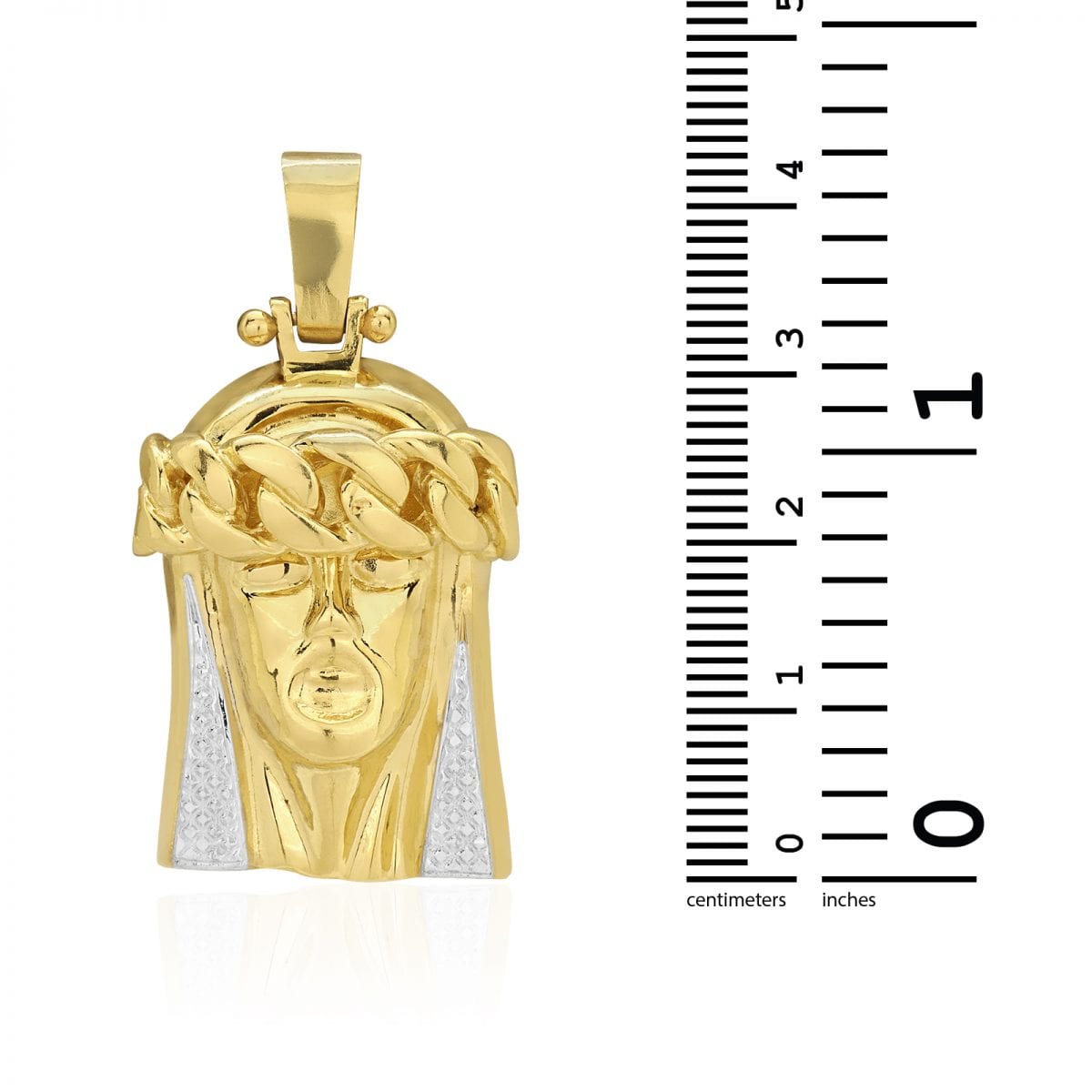 10k Yellow White Gold Textured Jesus Face Head Pendant 1.4"-1.8"