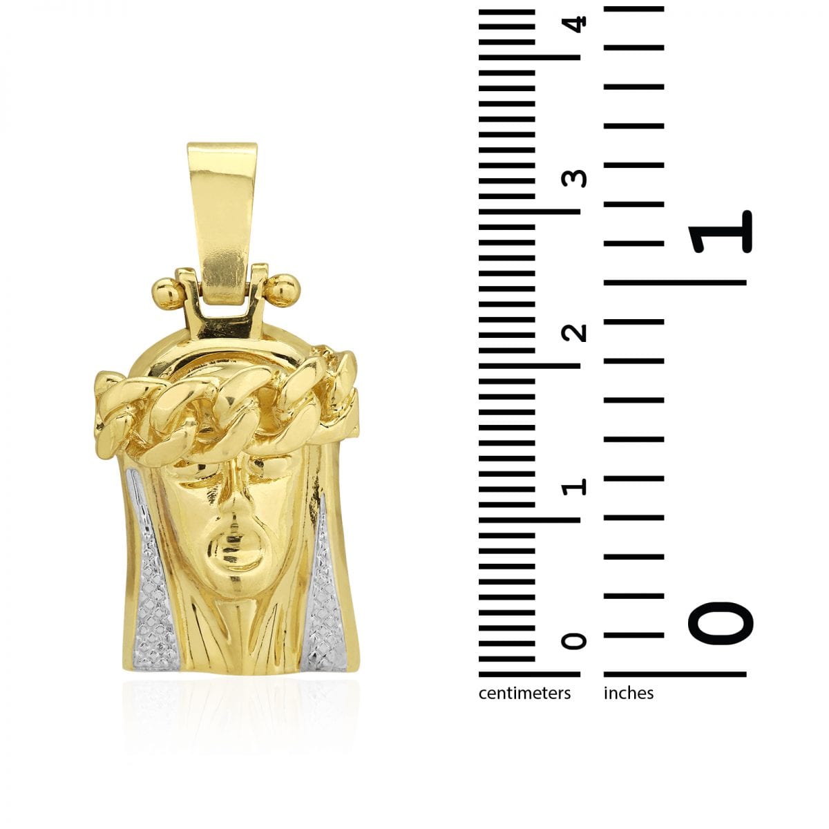 10k Yellow White Gold Textured Jesus Face Head Pendant 1.4"-1.8"