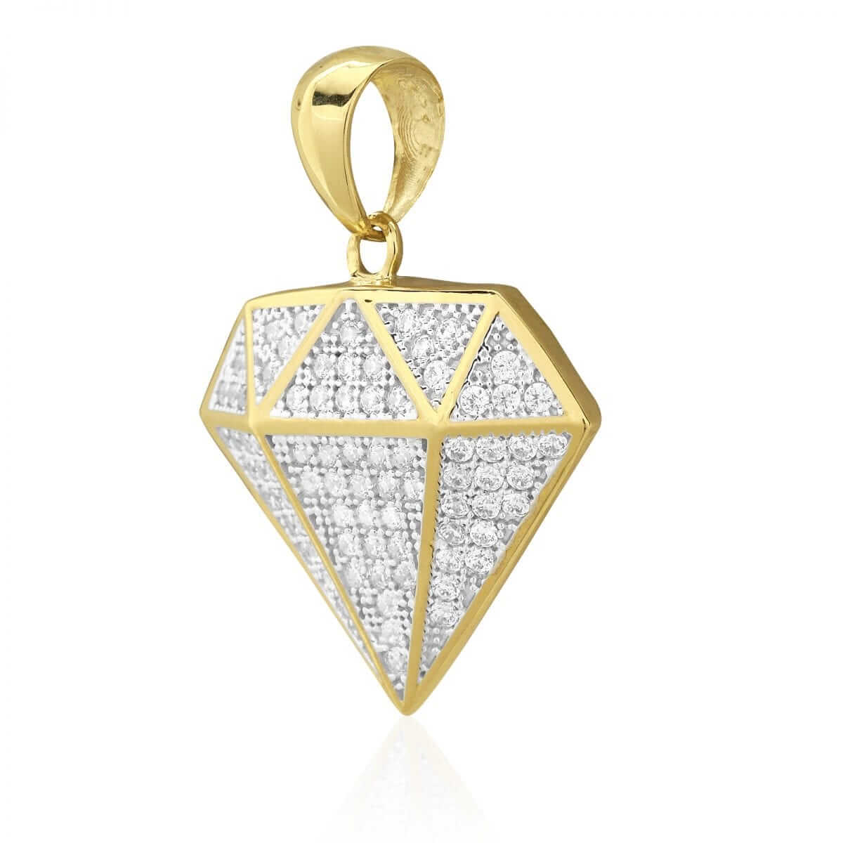 10k Solid Yellow Gold 1Ct Brilliant-Cut CZ Shaped Pendant 1.1"