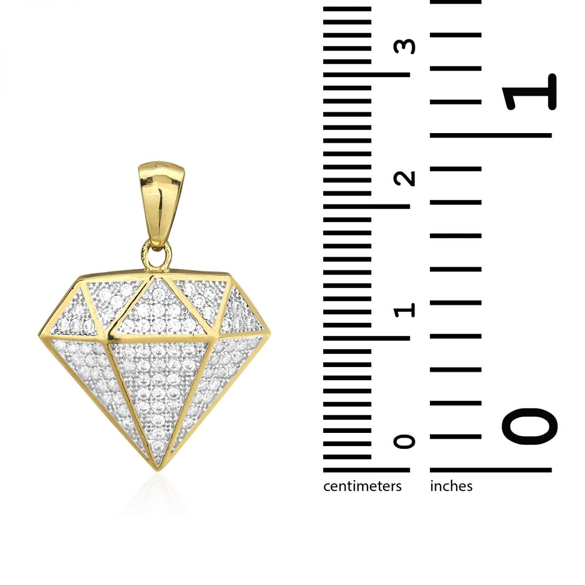 10k Solid Yellow Gold 1Ct Brilliant Cut Created Diamond Shaped Pendant 1.1"