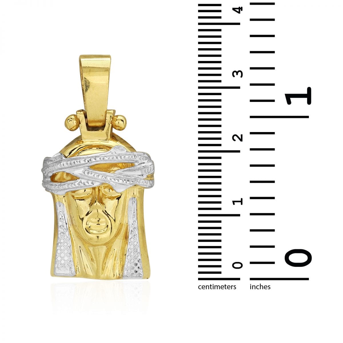 10k Solid Yellow & White Gold Diamond Cut Jesus Head Pendant 1.5"