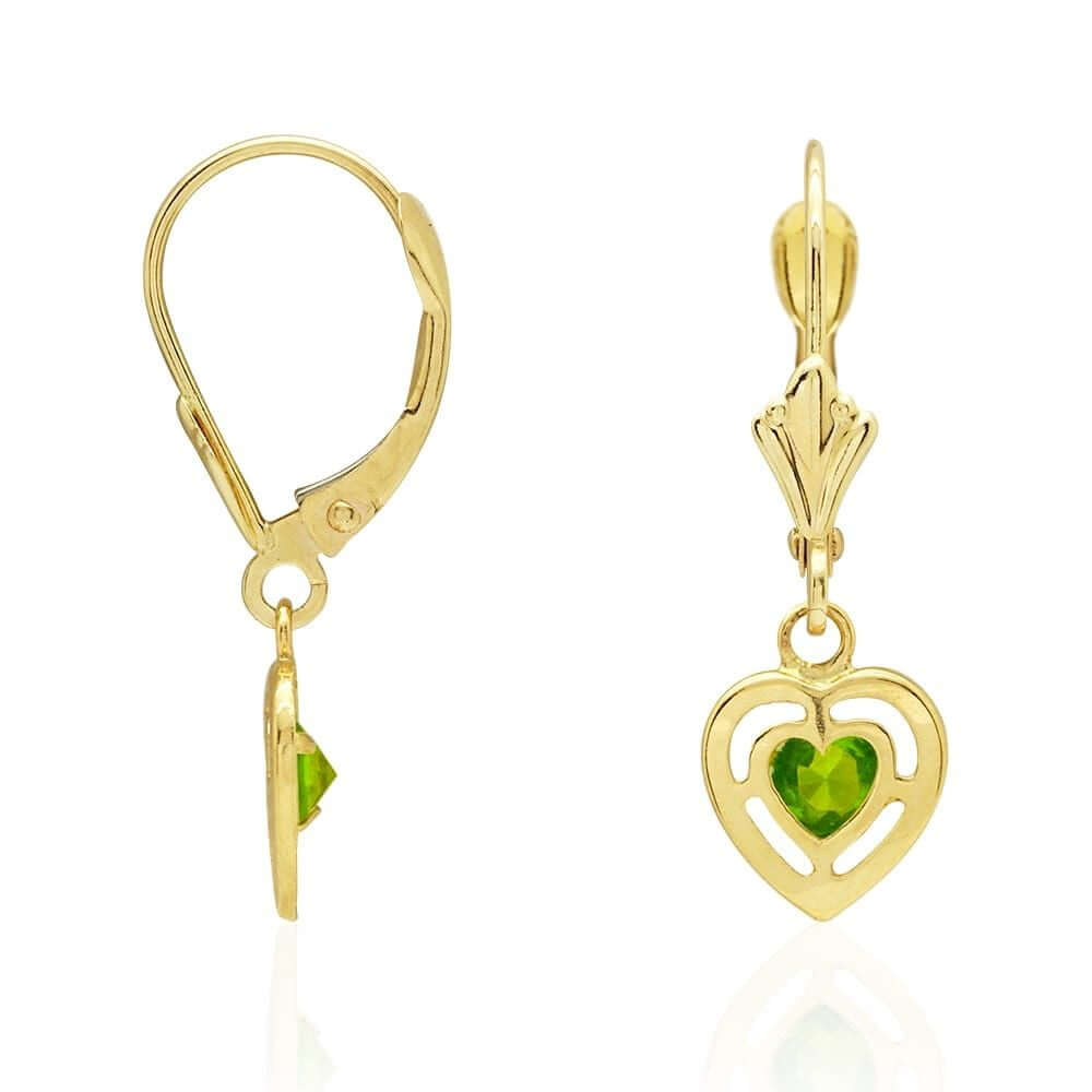 14k Yellow Gold Bezel Set Shaped Birthstone Drop Leverback Earrings