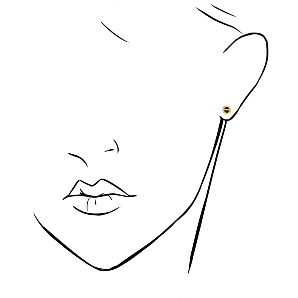 Real Onyx Round Button Shaped Scrweback Stud Earrings 14k Yellow Gold