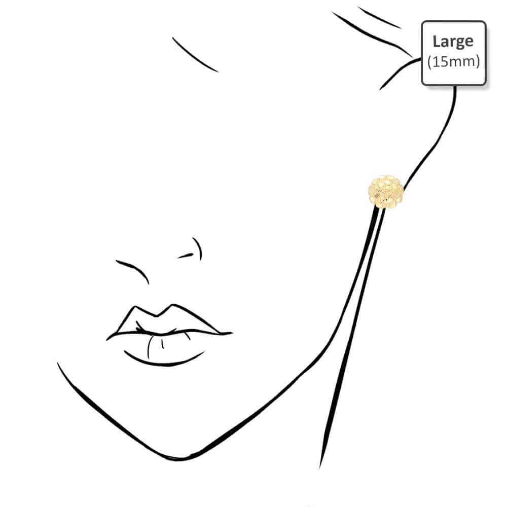 10K Solid Gold Diamond-Cut Nugget Pushback Stud Earrings