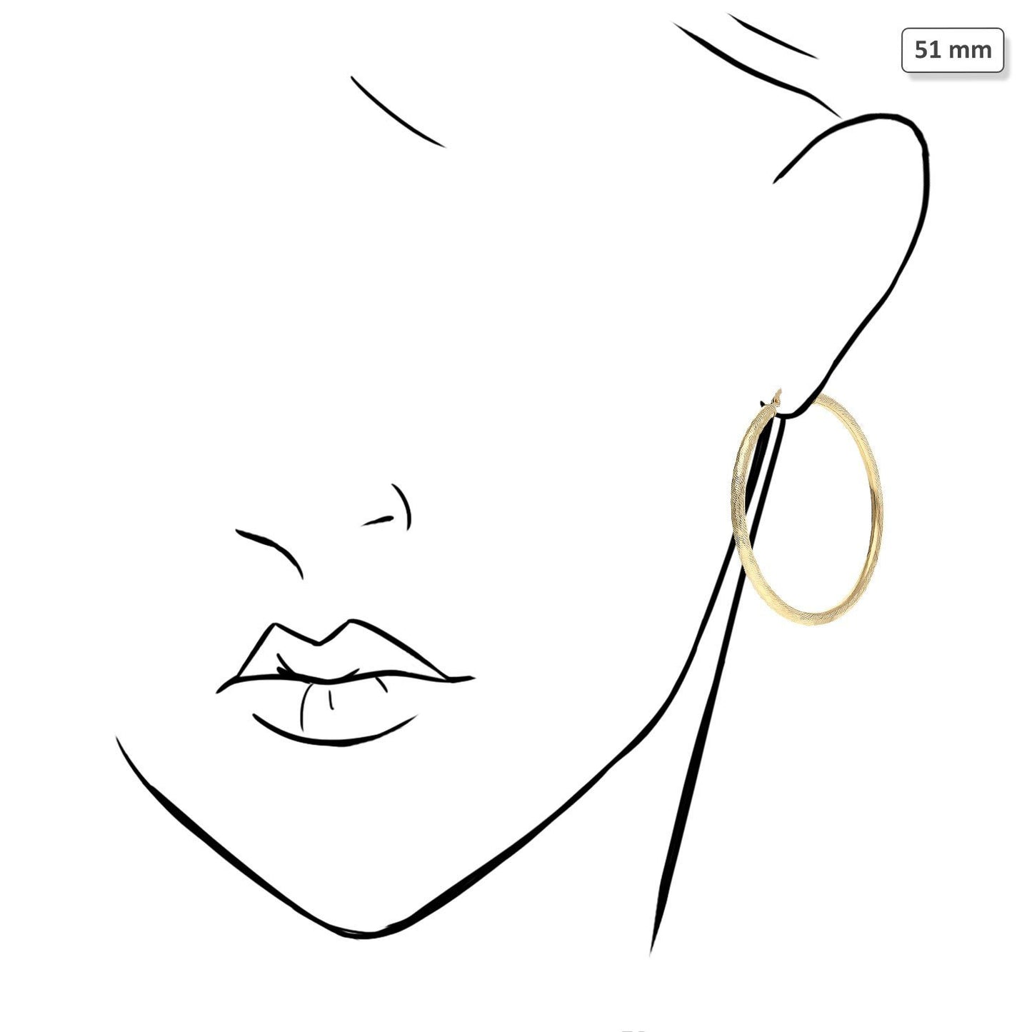 10K Yellow Gold 3mm Tube Twisted Textured Hoop Earrings 19mm-58mm