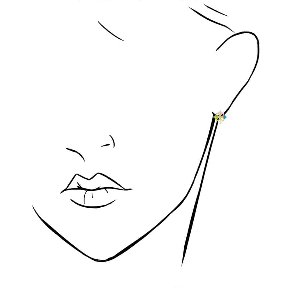 Princess-Cut Multicolor Gemstone Square Screwback Stud Earrings 14k Yellow Gold