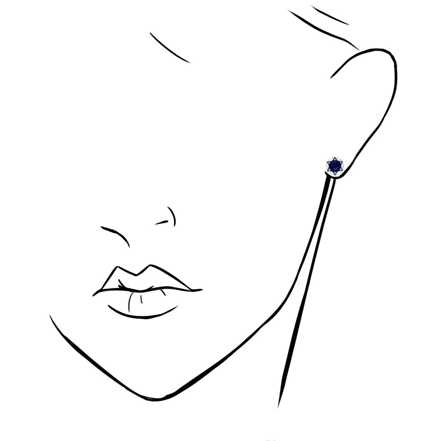 14K Solid White Gold Round And Marquise Gem Birthstone Halo Stud Earrings