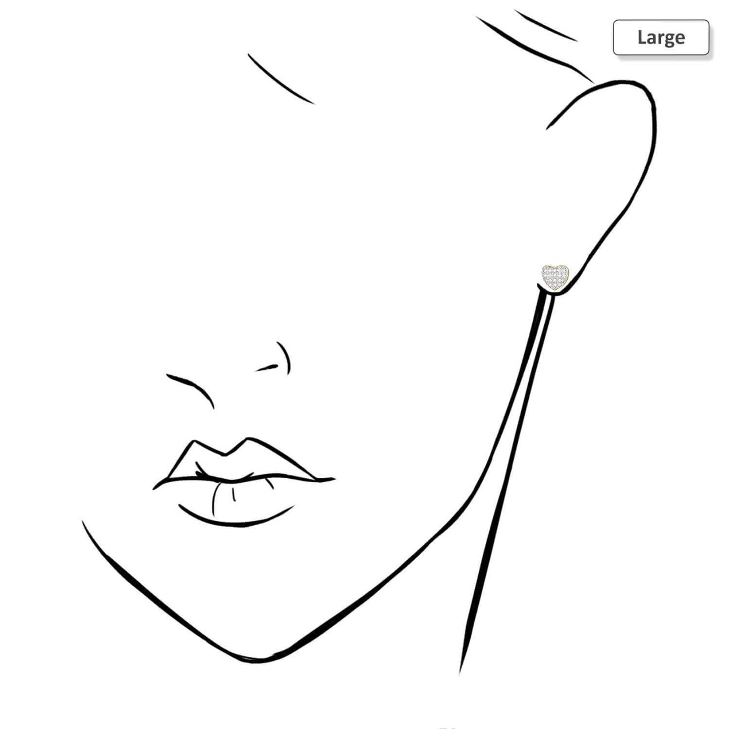 Natural Diamond 10k Yellow Gold Pave Heart Stud Earrings 6.5mm-9mm