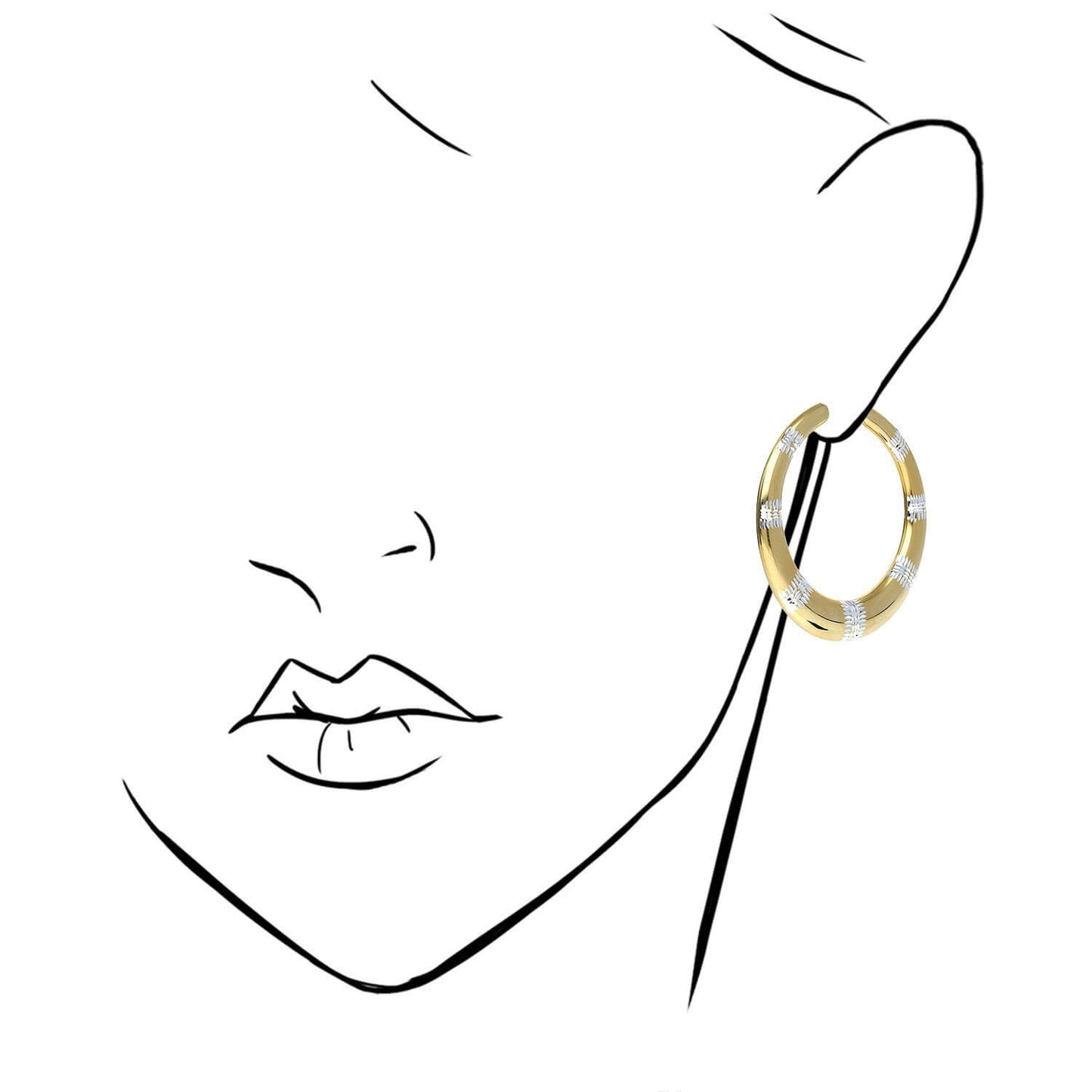 925 Sterling Silver Yellow White Gold Tone Diamond-Cut 45mm Hoop Earrings
