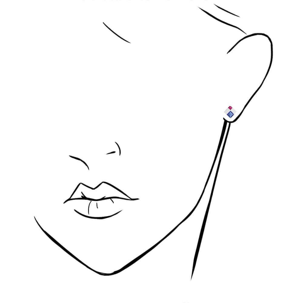 Princess-Cut Sapphire & Ruby Gemstone Screwback Stud Earrings 14k Yellow Gold