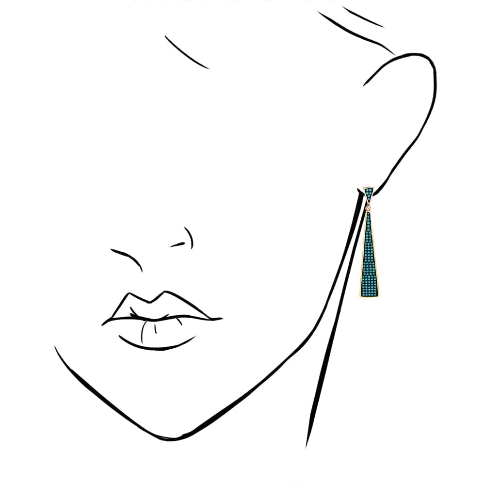 925 Sterling Silver Rose Gold Plated Turquoise Drop Push Back Earrings