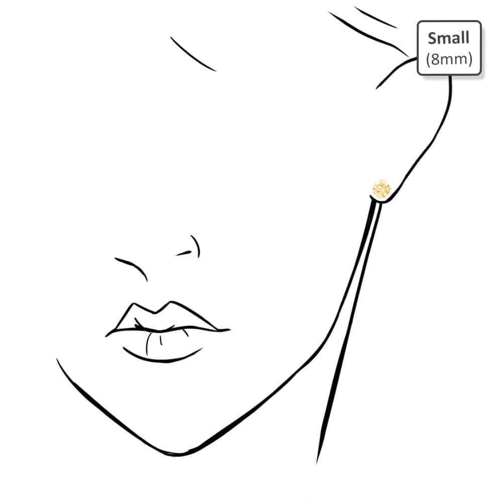 10K Gold Round Nugget Pushback Stud Earrings 8mm, 10mm, 15mm