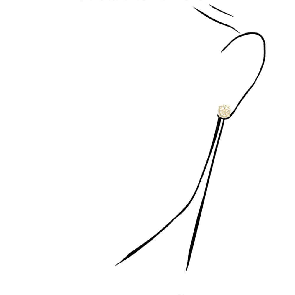 1Ct Natural Diamond 14k Yellow Gold Round Screw Back Stud Earrings 10mm