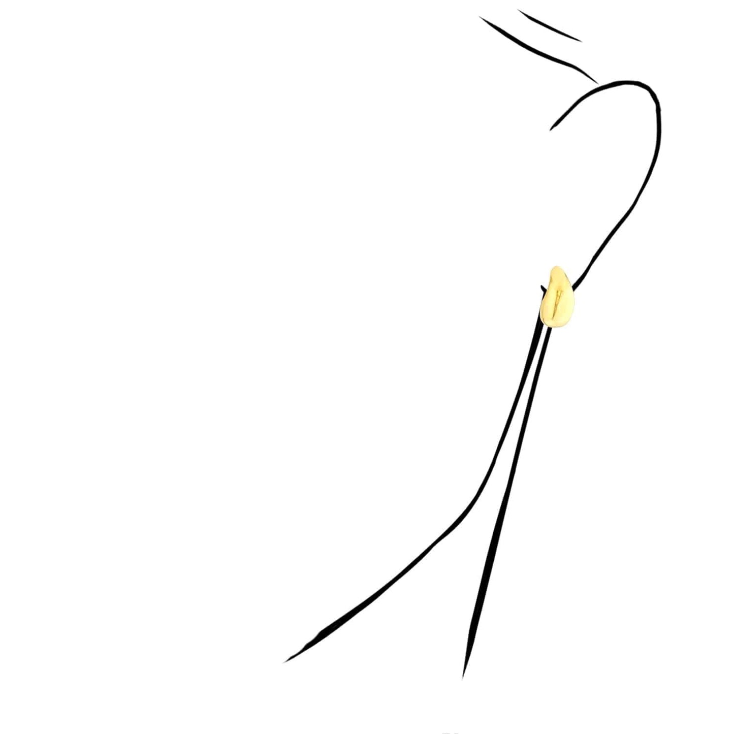 14K Real Gold Yellow White Modern Teardrop Dome Sculptural Push Back Earrings