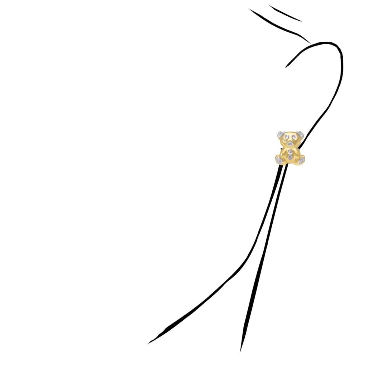 14K Yellow Gold Puffed Teddy Bear Stud Earrings 11mm-20mm