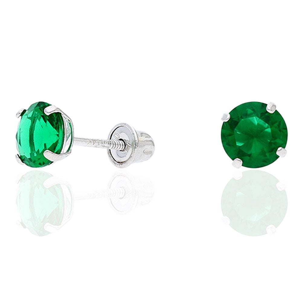 14k Yellow Gold White Gold 1.50Ct Birthstone Round Stud Screw Back Earrings