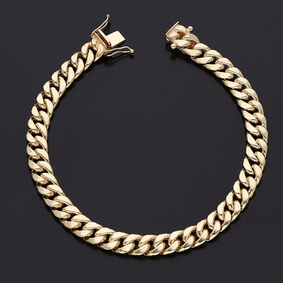 14K Gold Yellow Hollow 7.5 mm Miami Cuban Men's Bracelet 8.5"
